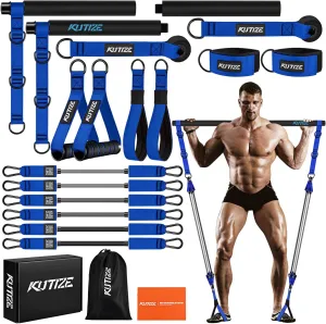 Pilates Bar Kit with Resistance Bands, Heavy Duty Pilates Equipment for Men, Strength Training Bar for Legs, Hip, Waist Back, Arm, Abs, Chest, Shoulders, Portable Home Gym Full Body Workout Equipment