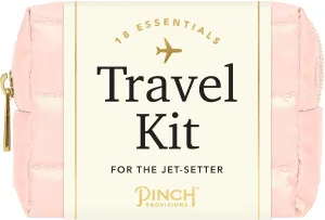 Pinch Provisions Pastel Puffer Travel Kit, 18 Must-Have Travel Essentials, Ideal Road Trip or Airport Gift for Friends, Family & Peers, Portable Compact Zipper Pouch, Peach