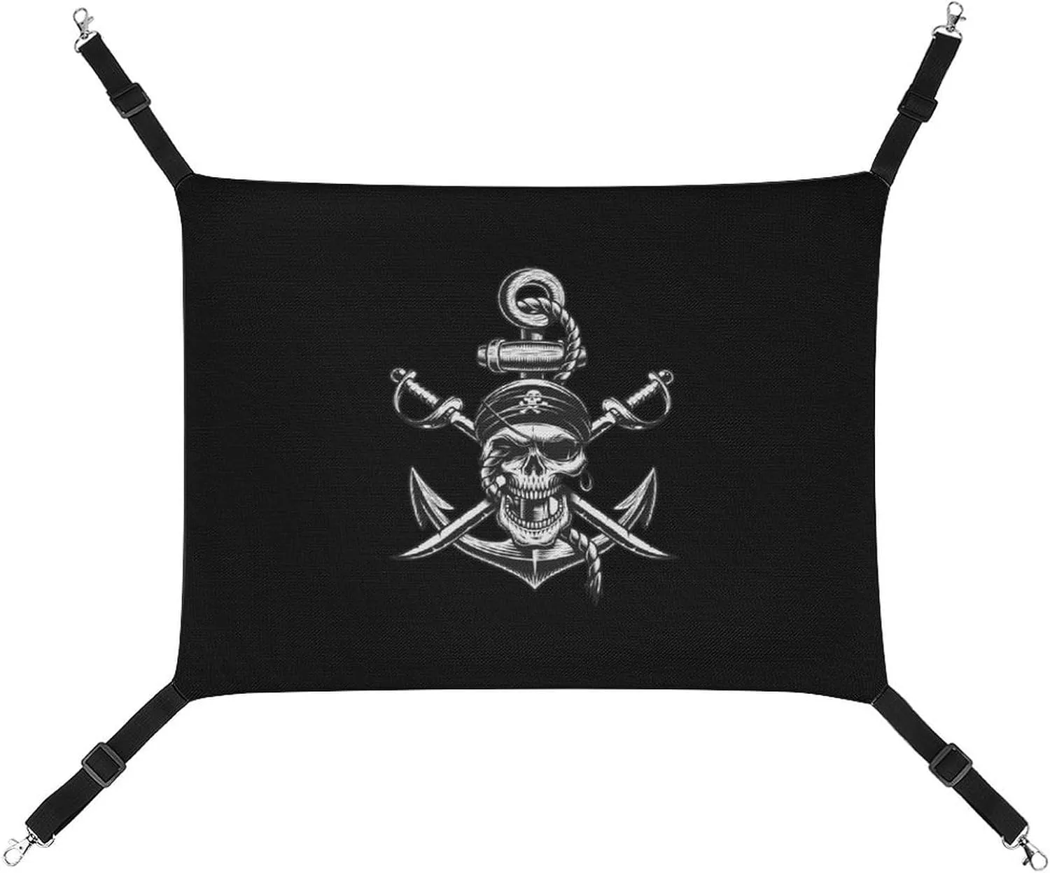 Pirate Skull Swords Anchor Hanging Cat Bed Soft Breathable Pet Hammock for Cage Pet Sleeper for Kitten Ferret Puppy Rabbit