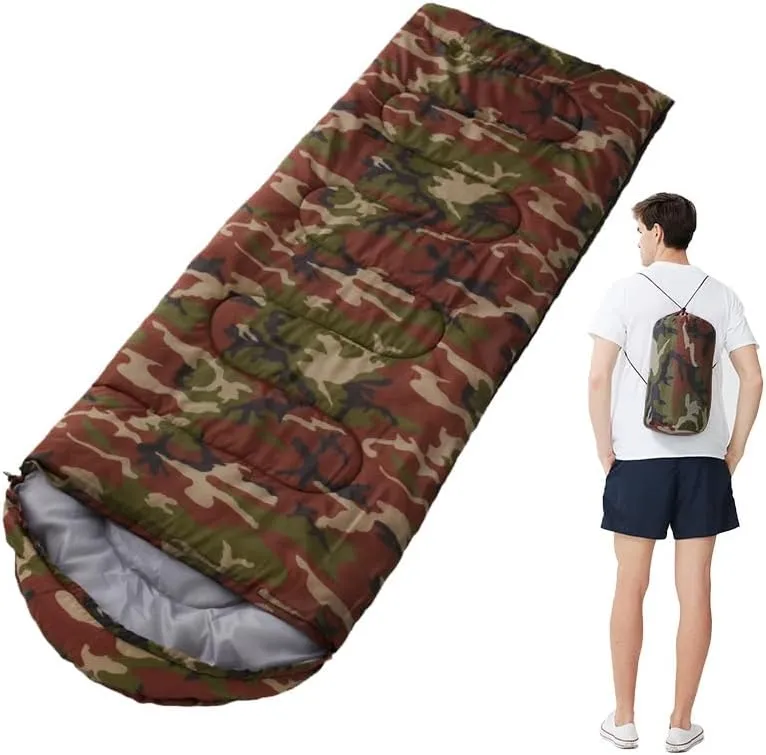 pistro Emergency Sleeping Bag for Adults - 0.7kg Portable Thickened Sleeping Bag with Hood and Double Zippers, Full Open Design for Outdoor Camping, Hiking, Survival - 180cm