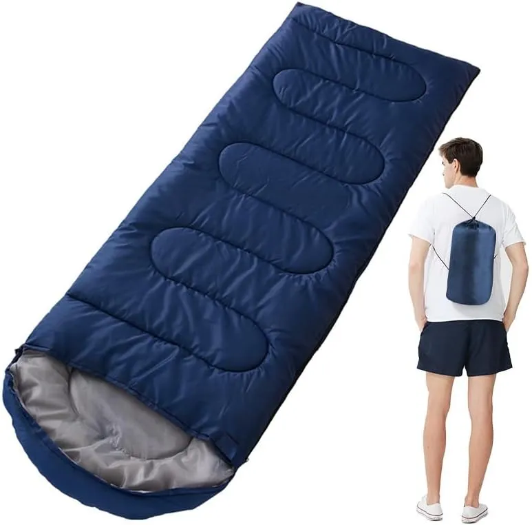 pistro Emergency Sleeping Bag for Adults - 0.7kg Portable Thickened Sleeping Bag with Hood and Double Zippers, Full Open Design for Outdoor Camping, Hiking, Survival - 180cm
