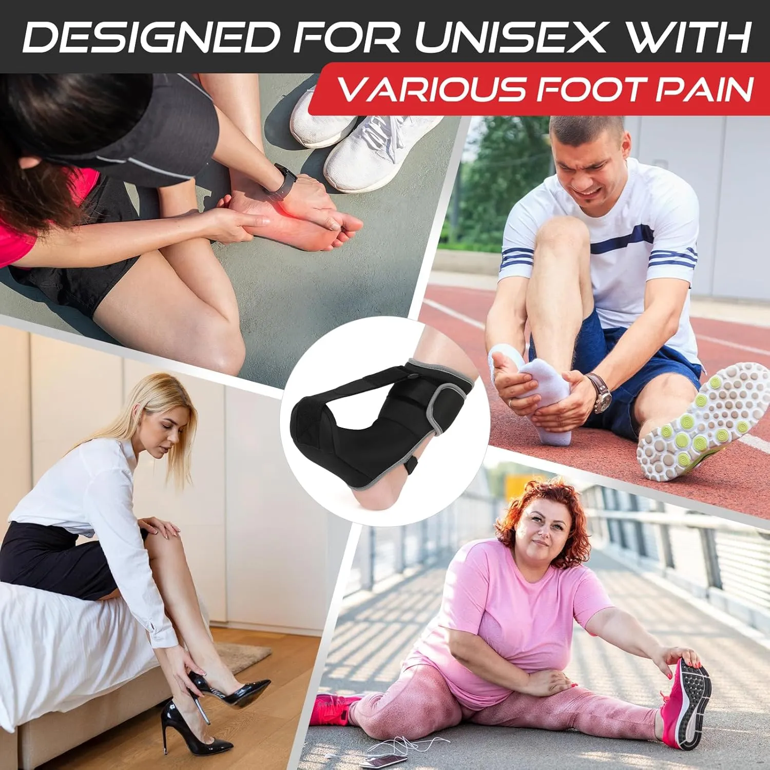 Plantar Fasciitis Night Splint Sock Soft Plantar Fasciitis Brace for Sleeping Achilles Tendonitis Foot Drop Heel Pain - Plantar Fasciitis Relief Night Splint for Women Men Black Small