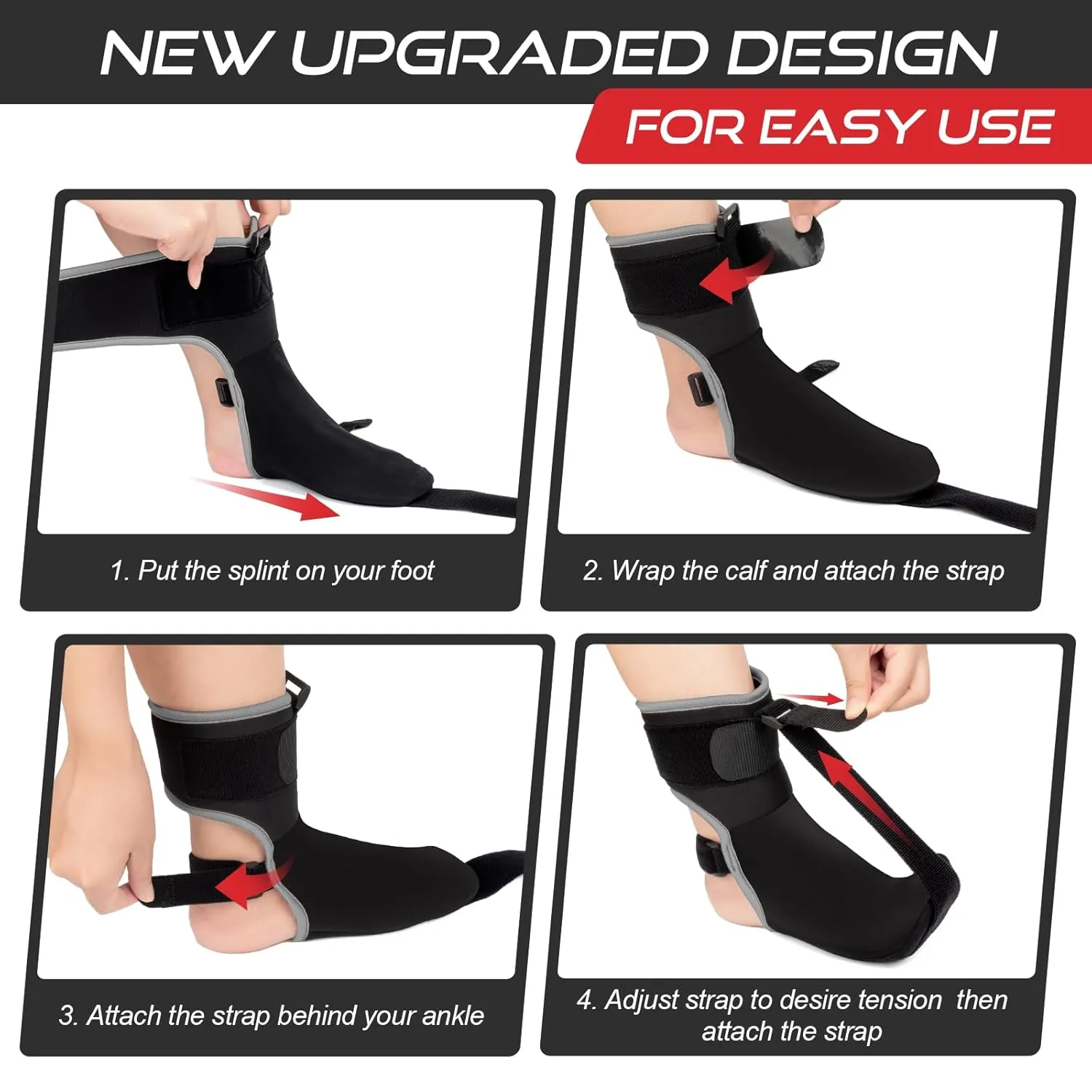 Plantar Fasciitis Night Splint Sock Soft Plantar Fasciitis Brace for Sleeping Achilles Tendonitis Foot Drop Heel Pain - Plantar Fasciitis Relief Night Splint for Women Men Black Small