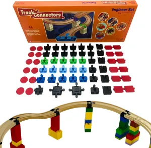 Plastic Track Connectors for Wooden Train Set - Compatible Train Connectors for Duplo & Brio Train Set - Parts for Wooden Train Track Set - Toy2 Track Connectors Engineer with Slopes & Arches
