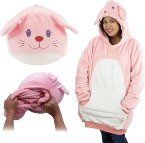 Plushible Wearable Blanket Hoodie, 2-in-1 Oversized Hoodie Blanket Pillow, Long Sleeve Sweatshirt Pocket, Cozy Holiday Gift