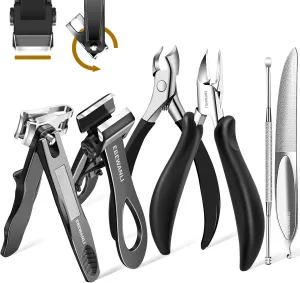 Podiatrist Toenail Clippers for Seniors Thick Toenails, Toe Nail Clippers for Thick Nails for Seniors, Straight Toe Nail Clippers for Men, Ingrown Toenail Clippers and Angled Nail Clipper Set