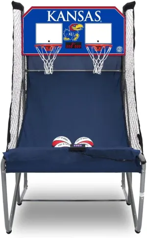 Pop-A-Shot - Home Dual Shot with Kansas Jayhawks NCAA Graphics l Sensor Scoring l 16 Game Modes l 7 Balls l Foldable Storage l for All NCAA Fans