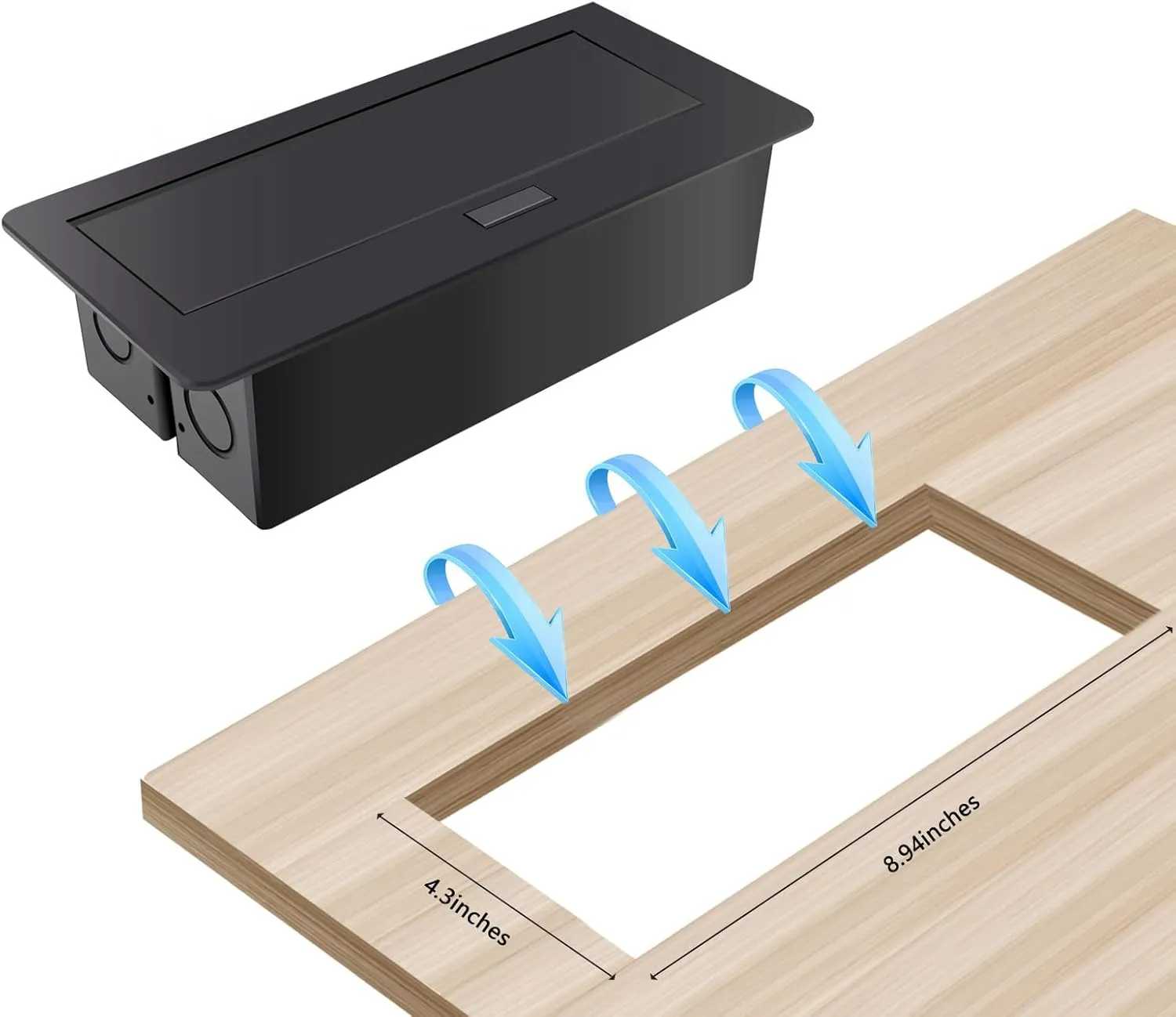 Pop up Power Strip, Embedded countertop Pop Up Outlet, 6.5FT 16AWG Cable 4 AC Outlets max power1875w USB C PD 20W Fast Charging Used for Office, Conference, Home, Study, Table etc -Black
