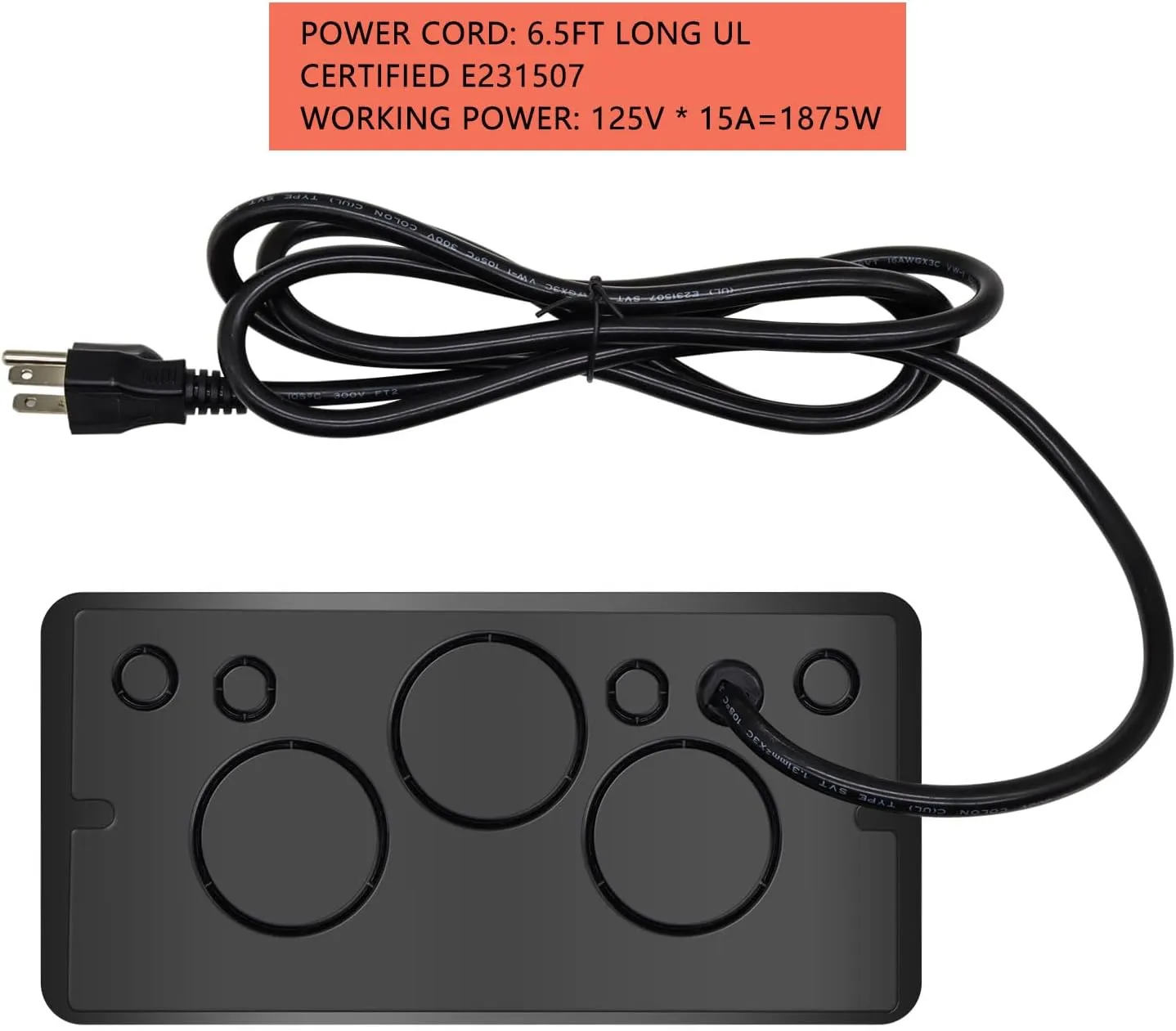Pop up Power Strip, Embedded countertop Pop Up Outlet, 6.5FT 16AWG Cable 4 AC Outlets max power1875w USB C PD 20W Fast Charging Used for Office, Conference, Home, Study, Table etc -Black