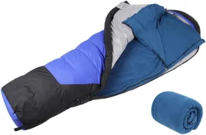 POPETPOP Outdoor Sleeping Bags for Adults Fleece Camping Winter Cool Weather Blue