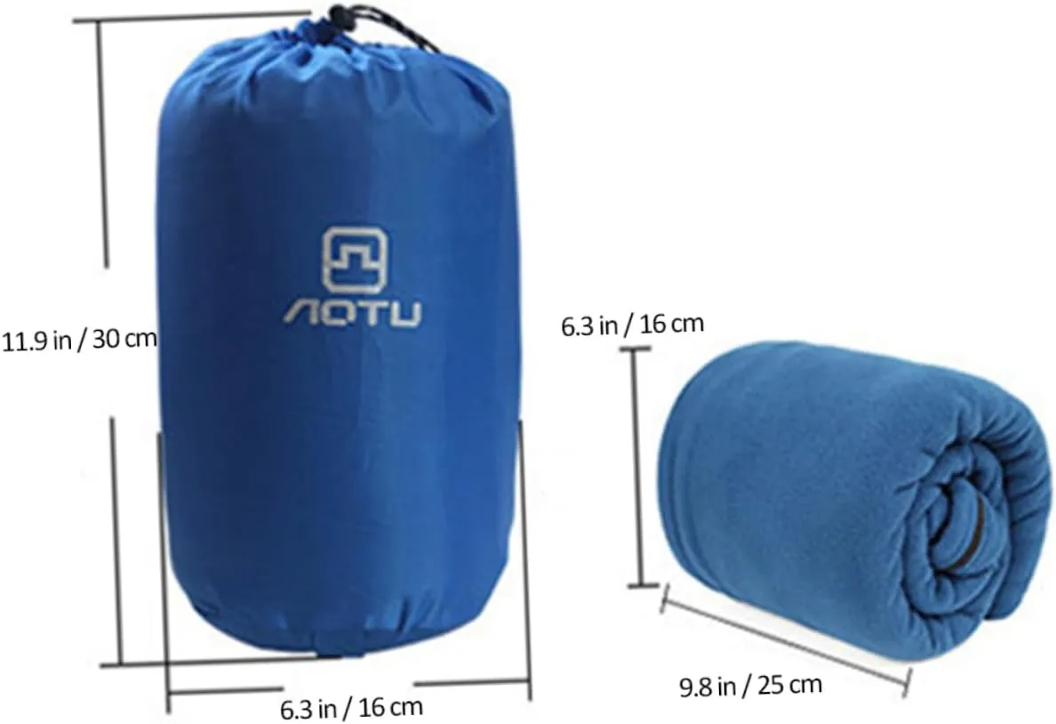 POPETPOP Outdoor Sleeping Bags for Adults Fleece Camping Winter Cool Weather Blue