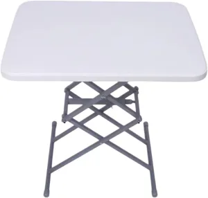 Portable Beach Table Folding Table Adjustable Height Portable Table for Camping Dining Indoor Outdoor Folding Camping Table (Color : White, Size : 64 * 45cm)