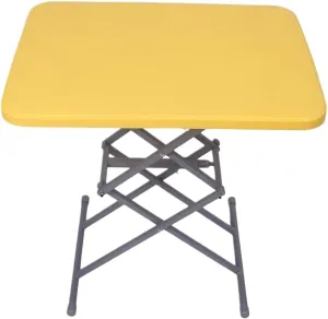 Portable Beach Table Folding Table Adjustable Height Portable Table for Camping Dining Indoor Outdoor Folding Camping Table (Color : Yellow, Size : 64 * 45cm)