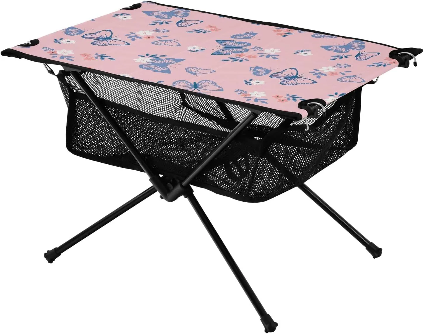 Portable Camping Table Butterfly Flower Pink Outdoor Foldable Camp Tables for Outside, Camping, Hiking, Tailgating