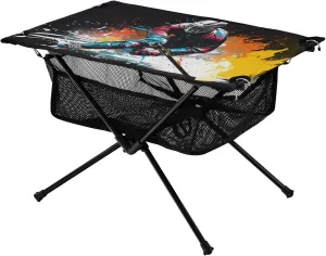 Portable Camping Table Colorful Watercolor Ice Hockey Player Outdoor Foldable Camp Tables for Outside, Camping, Hiking, Tailgating