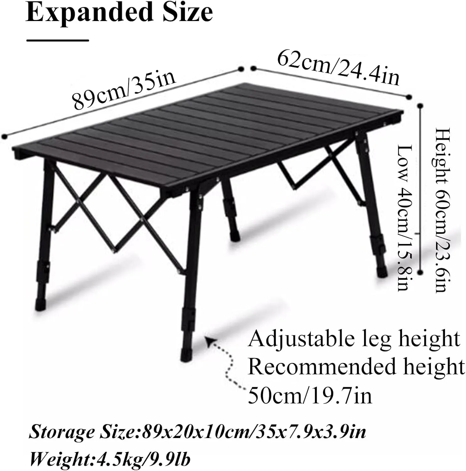 Portable Camping Table Folding Picnic Table Aluminum Folding Camping Table Adjustable Liftable Legs with Bag for Outdoor