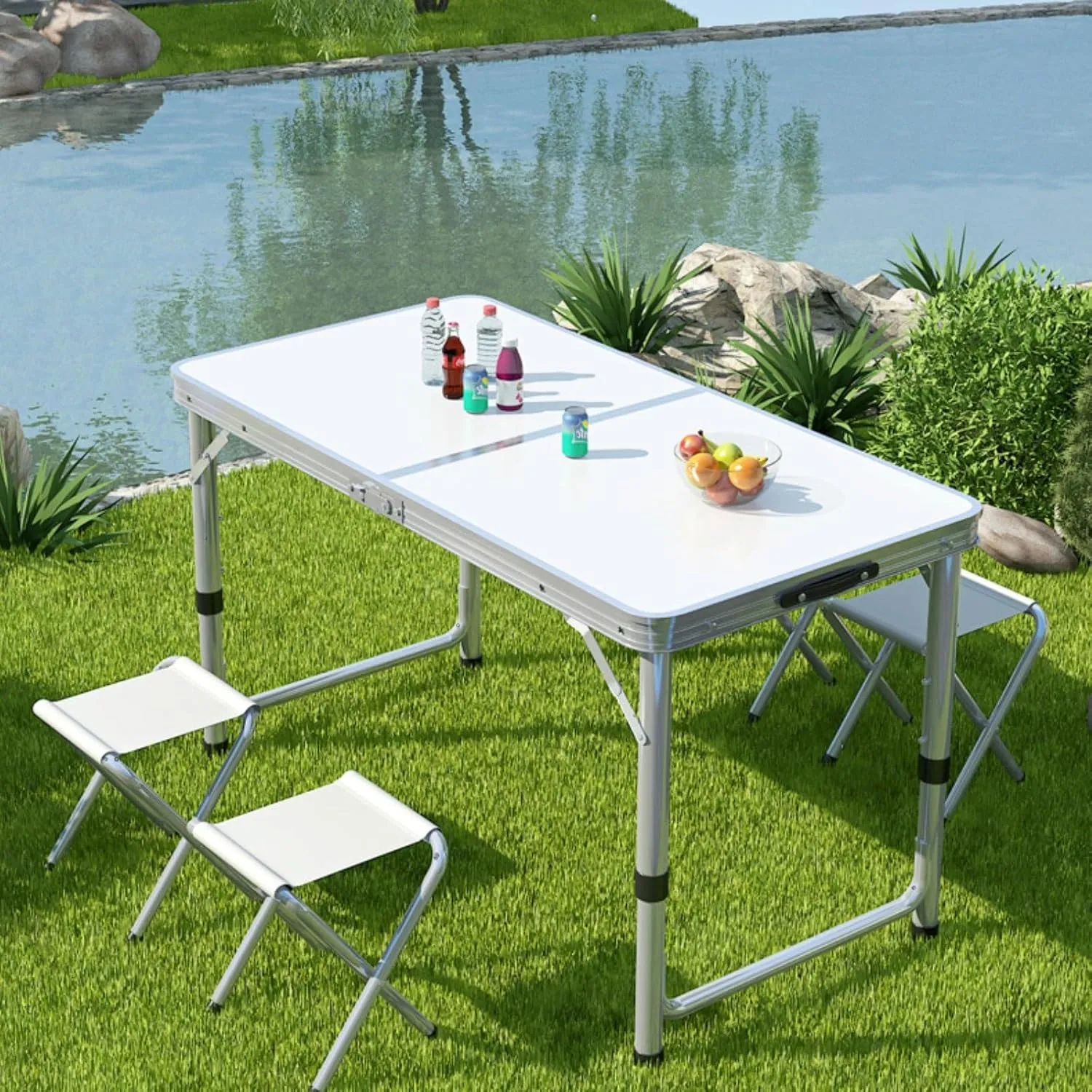Portable Camping Table,Lightweight Folding Picnic Tables for Hiking Cooking Backpacking Outdoor Fishing,Adjustable Height,Beach Table with Carry Handle, Indoor Kitchen,Garden ( Size : Small )