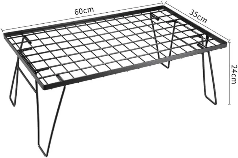 Portable Cass Stove Can Be Stored Table, Folding Table, Portable Camping Campfire Barbecue Storage Rack Iron for Outdoor Camping Barbecue,B