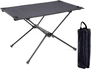 Portable Folding Camping Table Lightweight Aluminum Picnic Table for Outdoor Travel BBQ Computer Desk Bed Desk Black
