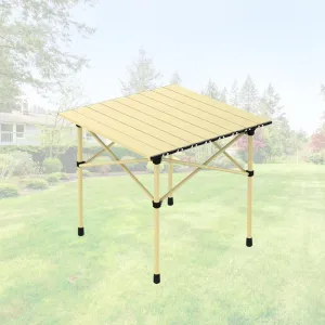 Portable Folding Camping Table, Roll-Up Aluminum Table with Carry Bag, Compact and Lightweight Design for Beach, Travel, and Outdoor Cooking Light Yellow 50×53×50cm/19.7×20.9×19.7in