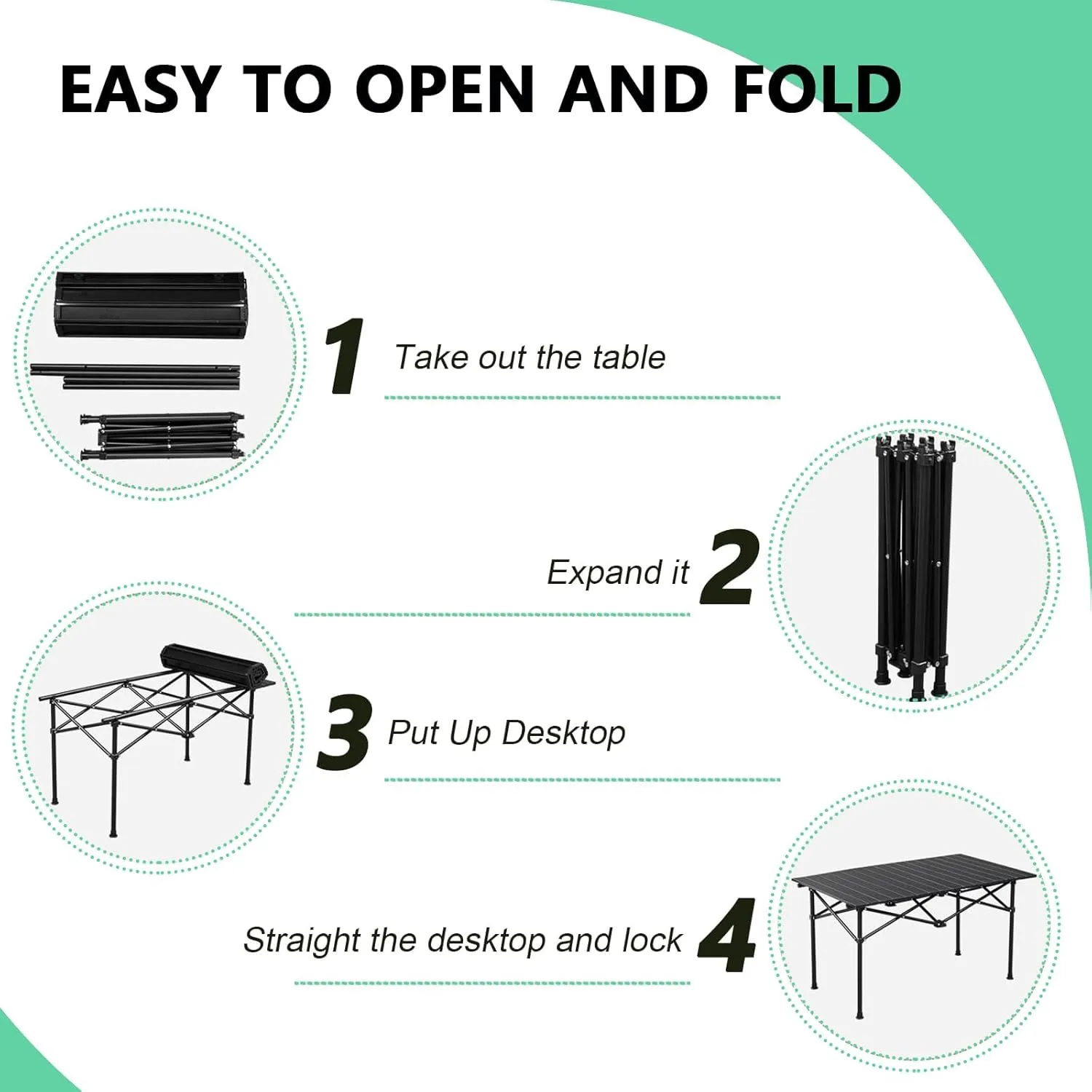 Portable Folding Camping Table, Roll-Up Aluminum Table with Carry Bag, Lightweight Design for Beach, Travel, and Outdoor Adventures Light Yellow 95×55×50cm/37×21×19.7in