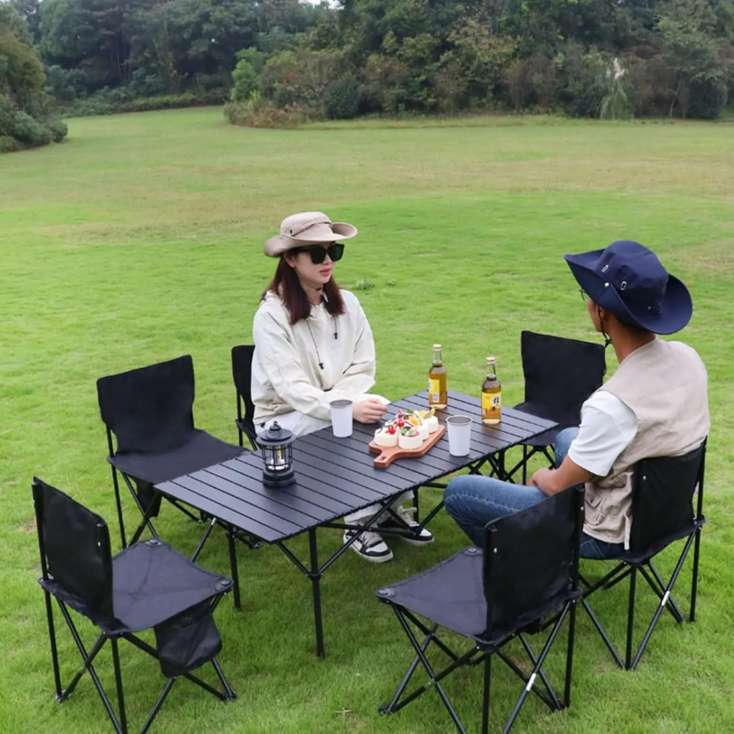 Portable Folding Camping Table, Roll-Up Aluminum Table with Carry Bag, Lightweight Design for Beach, Travel, and Outdoor Adventures Light Yellow 95×55×50cm/37×21×19.7in