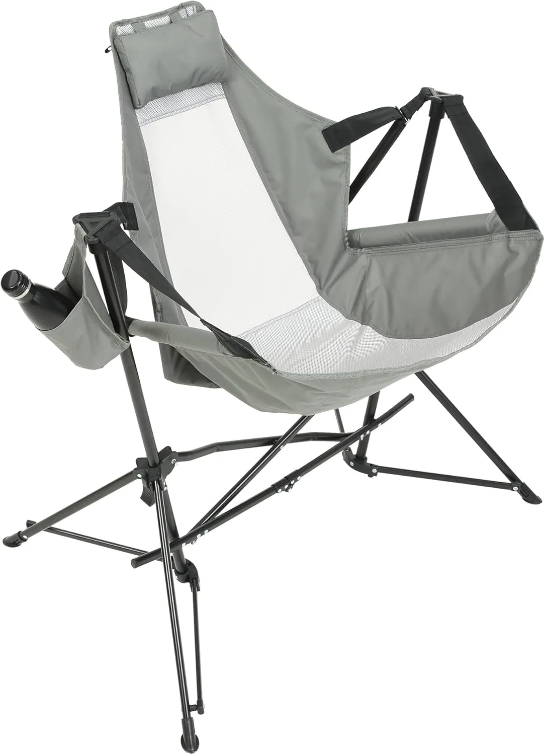 Portable Folding Steel Hammock Camping Chair with Adjustable Recline, Lightweight and Compact, for Outdoor Use, Grey