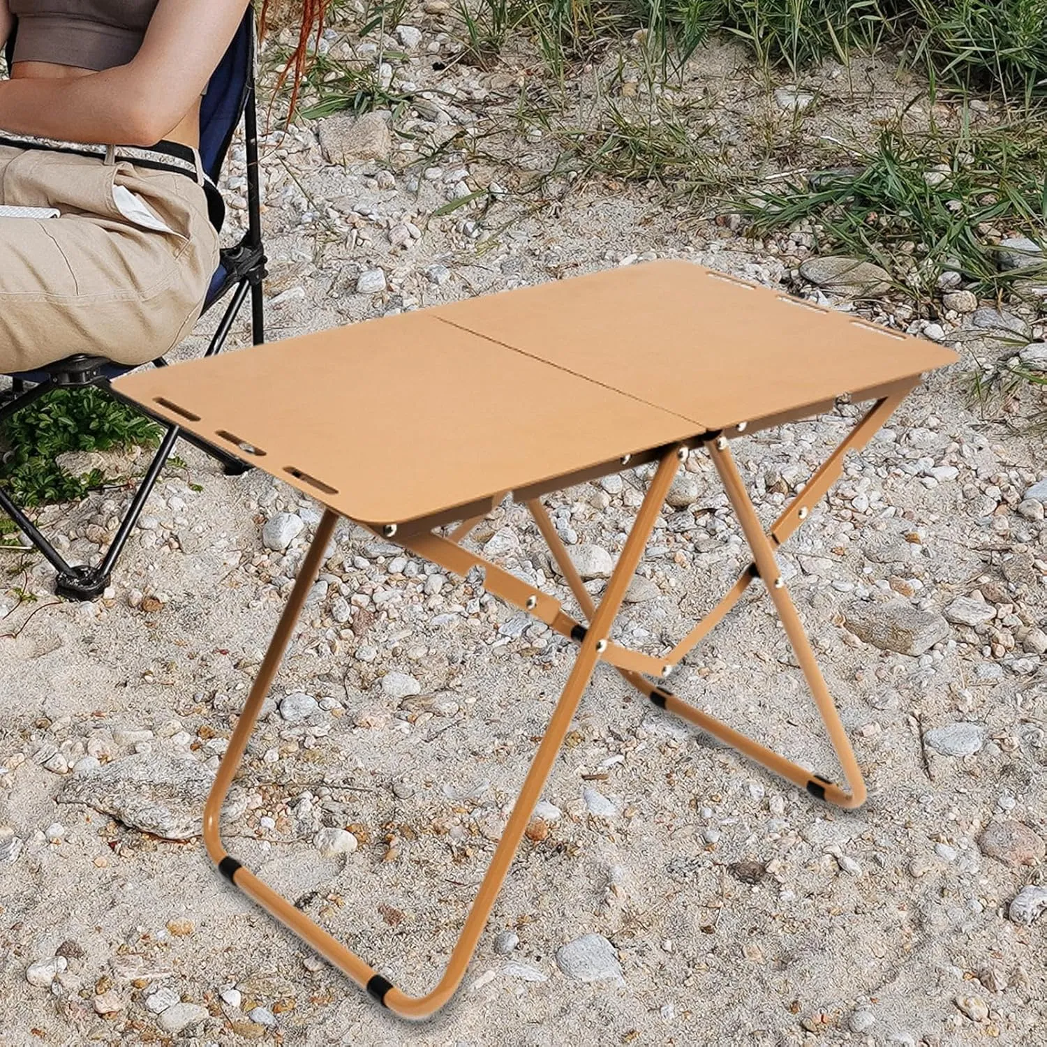 Portable Folding Table for Outdoor Dining and Camping Trips, Brown