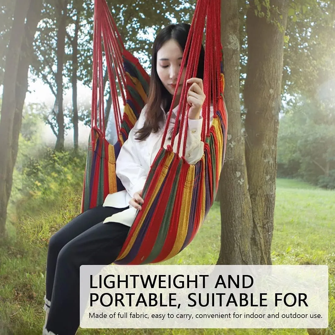 Portable Hammocks Outdoor Hammock Thicken Chair Hanging Portable Relaxation Canvas Swing Travel Camping Lazy Chair Hammock for Outdoor(Coffee B)