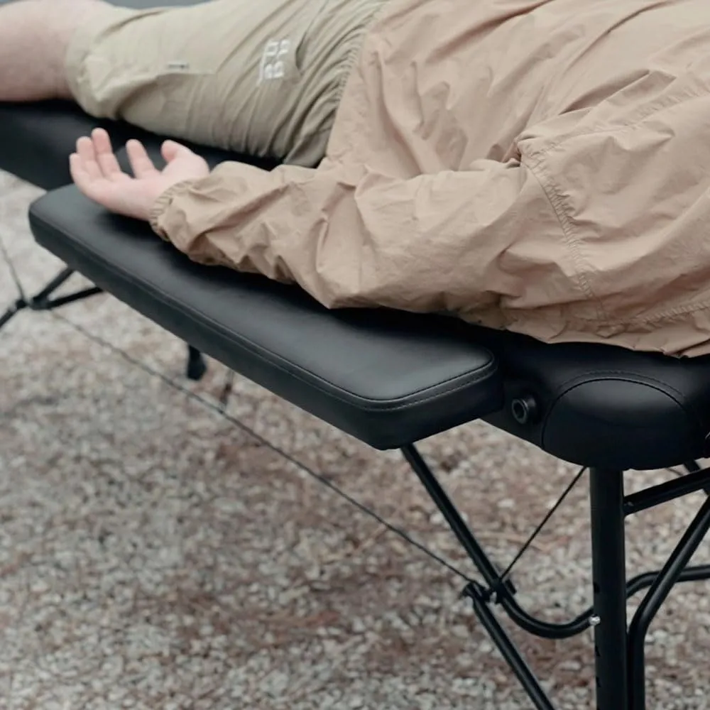 Portable Massage Table, Ultra-Light Travel-Sized Aluminum Foldable Massage Table, Wide Spa Bed Package 302 Halia (Black, with Side Arm Extensions)