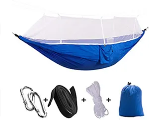 Portable Outdoor Camping Hammock with Mosquito Net - Durable Parachute Fabric, Compact Garden Swing Bed for Hunting and Outdoor Sleep