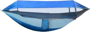 Portable Outdoor Camping Mosquito Net Hammocks with Awning Travel Garden Sleeping Hanging Hammock Swing Nature Hike(Blue)