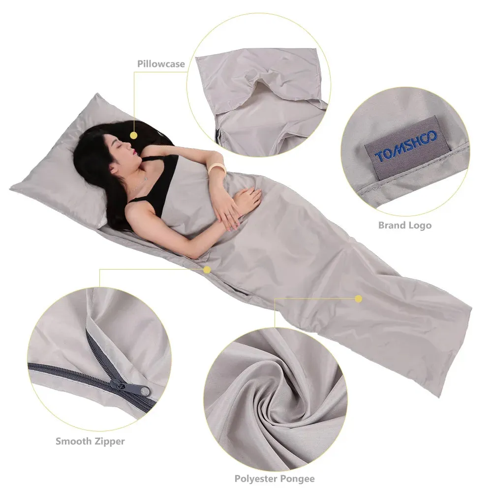 Portable Outdoor Camping Sleeping Bag Liner with Pillowcase - Lightweight, Ideal for Business Trips & Hotels