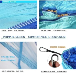Portable Outdoor Hammock with Mosquito Net, Lightweight Parachute Fabric, Camping, Backpacking