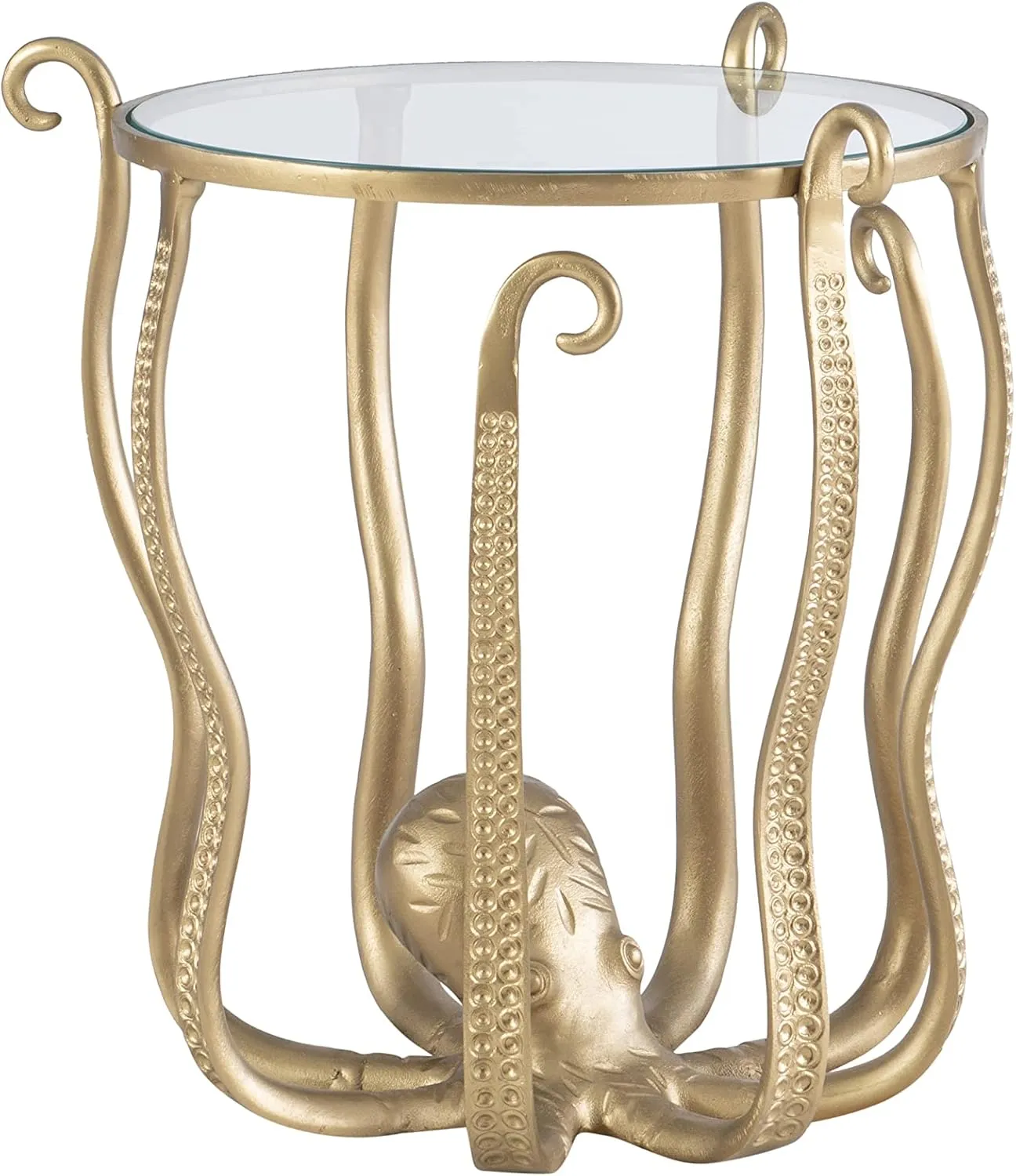 Powell Glass Top Olivia Octopus Accent Table, Antique Gold PAMZN1993