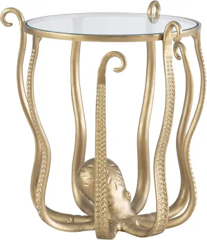 Powell Glass Top Olivia Octopus Accent Table, Antique Gold PAMZN1993