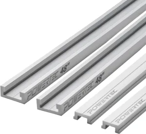 POWERTEC 48" Miter T Track w/T-Bar for Table Saw, Router Table, Band Saw, Works with 3/4” x 3/8” Miter T Slot, Miter Gauge, T Track Accessories for Woodworking and Sliding Jigs, 2 Set (71156-P2V)