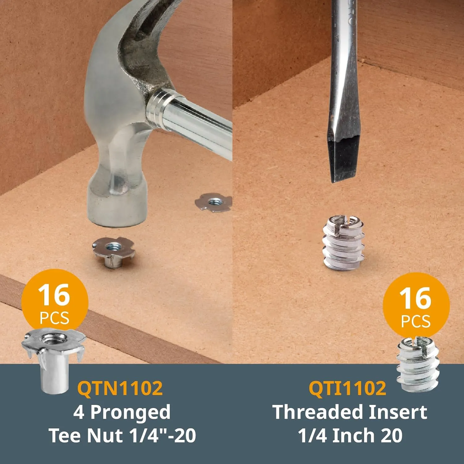 POWERTEC 71127 128 Piece Set T Track Knob Kit w/ 5 Star Knob, 1/4-20 Threaded bolts and Washers, T Track Accessories for Woodworking Jigs and Fixtures