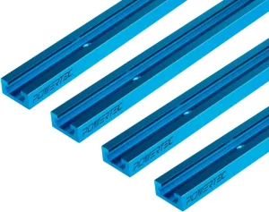 POWERTEC 71371 24 Inch Double-Cut Profile Universal T-Track with Predrilled Mounting Holes, 4 PK, T Track for Woodworking Jigs and Fixtures, Drill Press Table, Router Table, Workbench