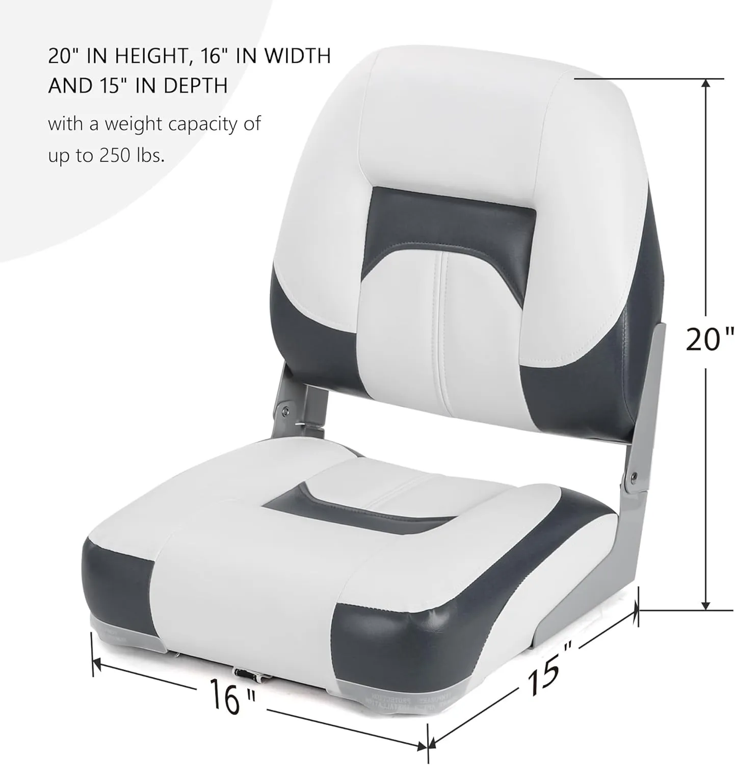 Premium Marine A Pair of Low Back/High Back Folding Boat Seat, Fishing Marine Seats with Stainless Steel Screws