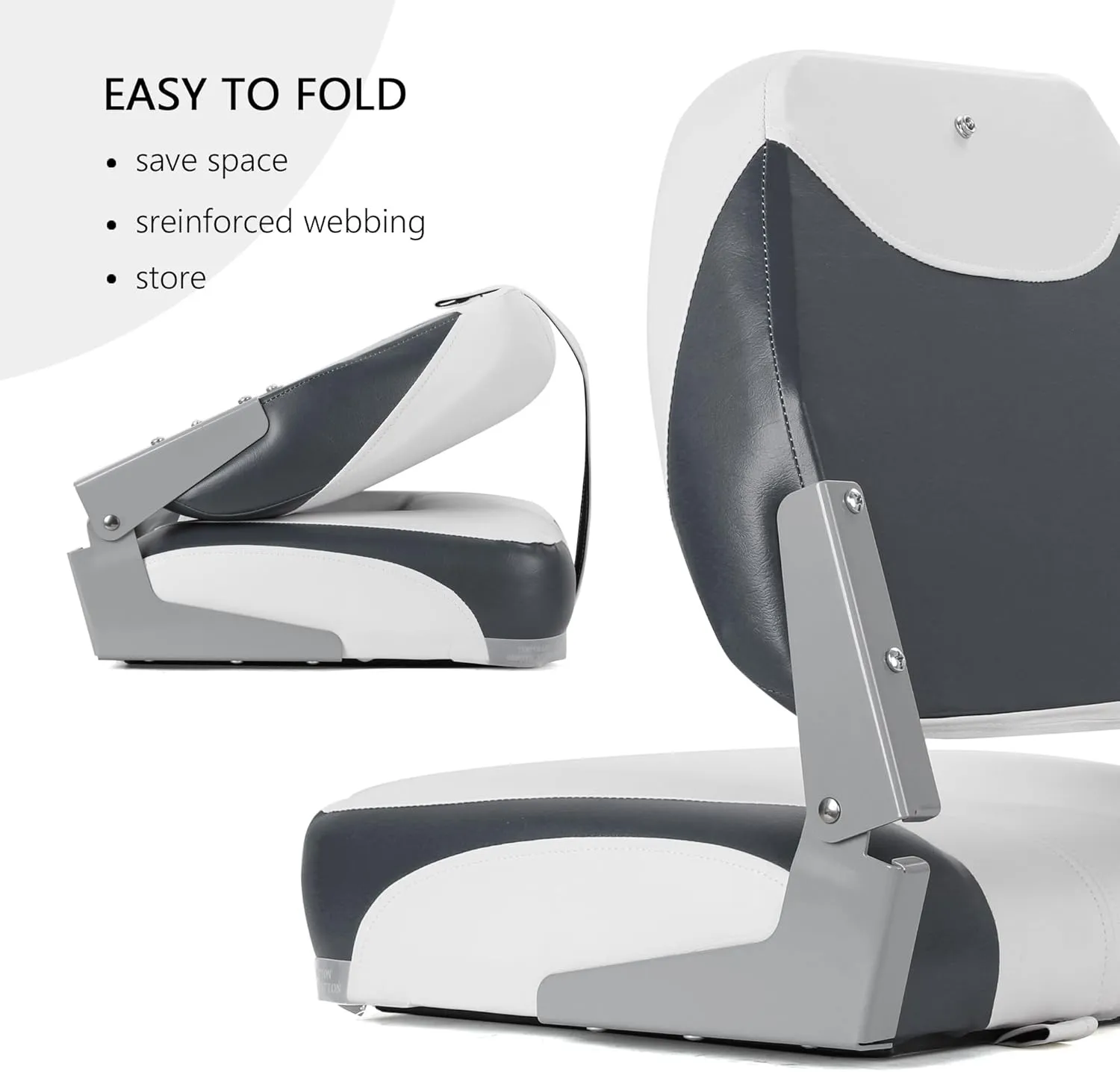 Premium Marine A Pair of Low Back/High Back Folding Boat Seat, Fishing Marine Seats with Stainless Steel Screws