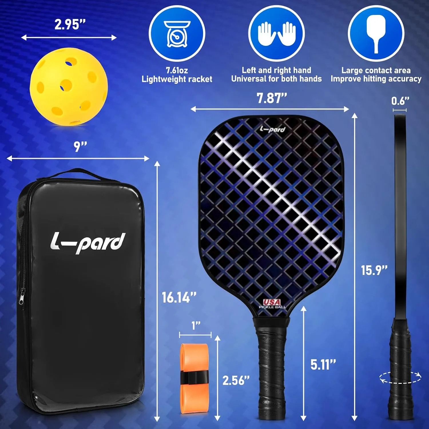 Premium Pickleball Set - Carbon Fiber Material -Includes 2 Pickleball Paddles, Perfect for Men and Women - Ideal Pickleball Gifts for Players