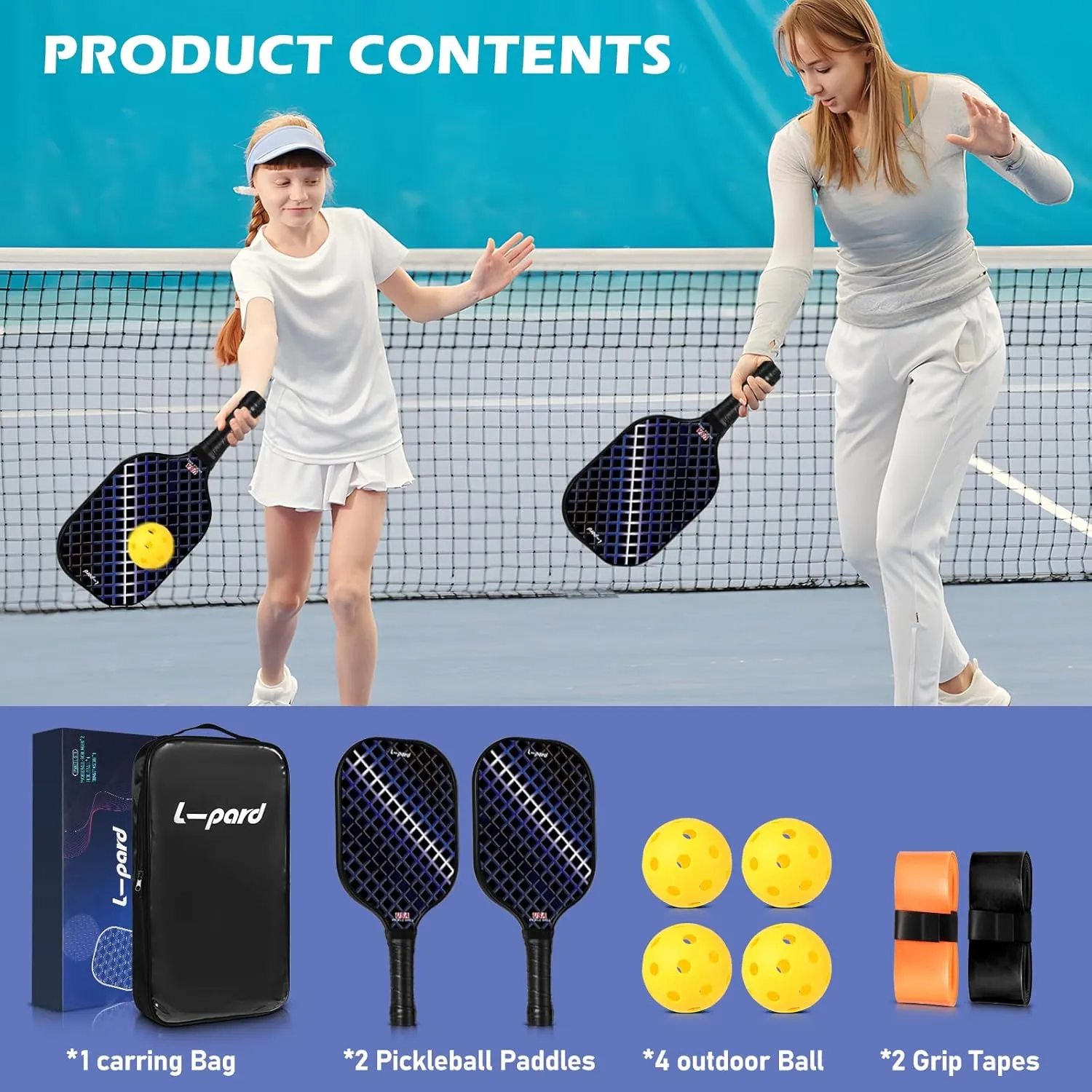 Premium Pickleball Set - Carbon Fiber Material -Includes 2 Pickleball Paddles, Perfect for Men and Women - Ideal Pickleball Gifts for Players