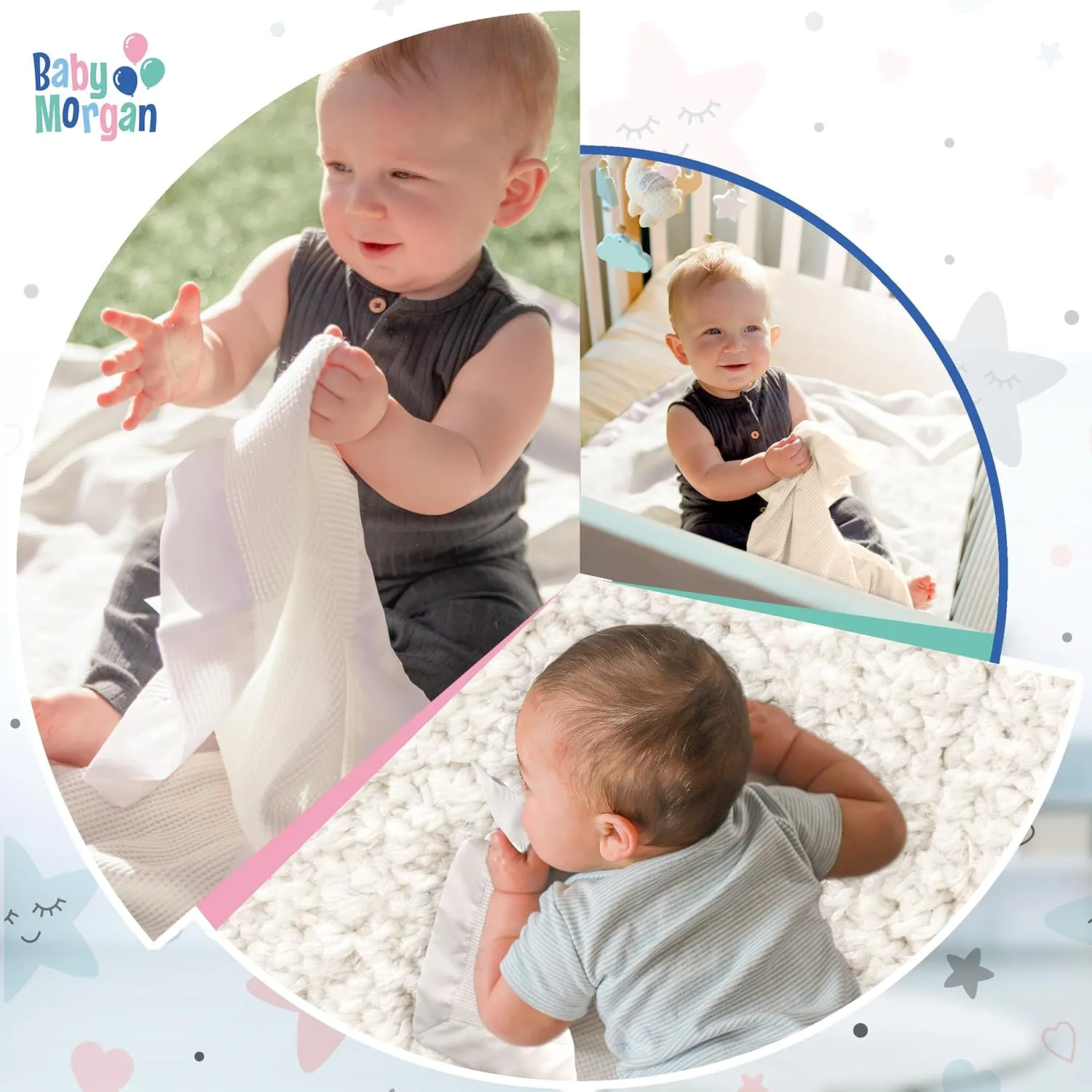 Premium Thermal Waffle Baby Blanket - Small Blanket for Newborns & Infants - Soft Mini Comfort Blankie - Ideal for Strollers, Travel and Cuddling - White, Nylon Trim (18" x 20")