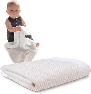 Premium Thermal Waffle Baby Blanket - Small Blanket for Newborns & Infants - Soft Mini Comfort Blankie - Ideal for Strollers, Travel and Cuddling - White, Nylon Trim (18" x 20")