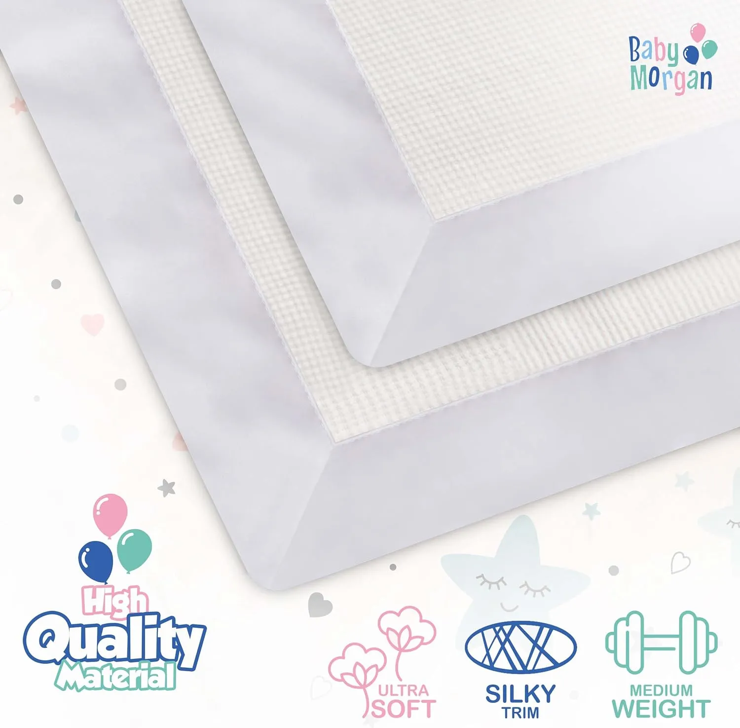 Premium Thermal Waffle Baby Blanket - Small Blanket for Newborns & Infants - Soft Mini Comfort Blankie - Ideal for Strollers, Travel and Cuddling - White, Nylon Trim (18" x 20")