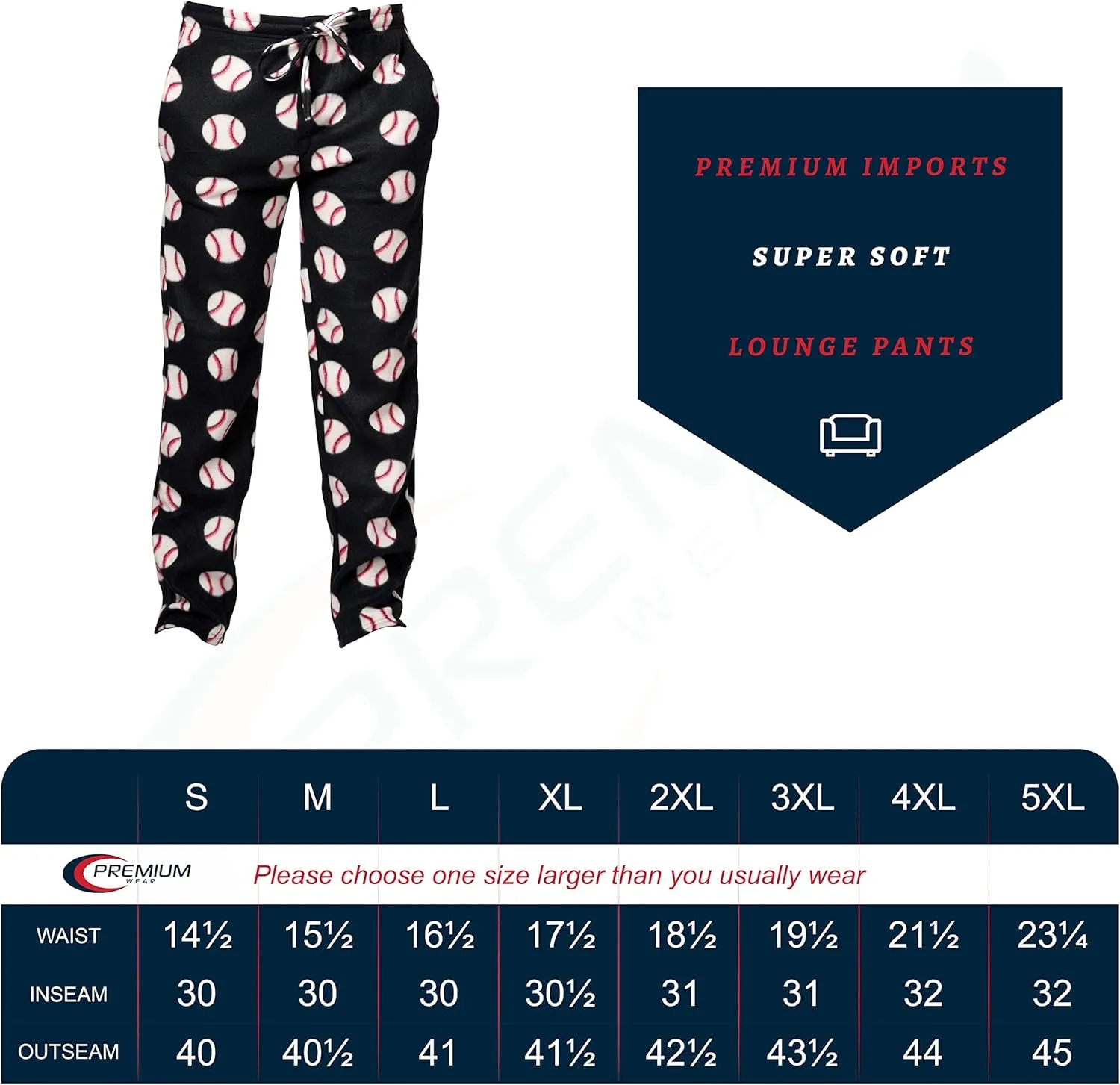 Premium Wear Men's Lounge Pants Fleece Pajamas with Pockets