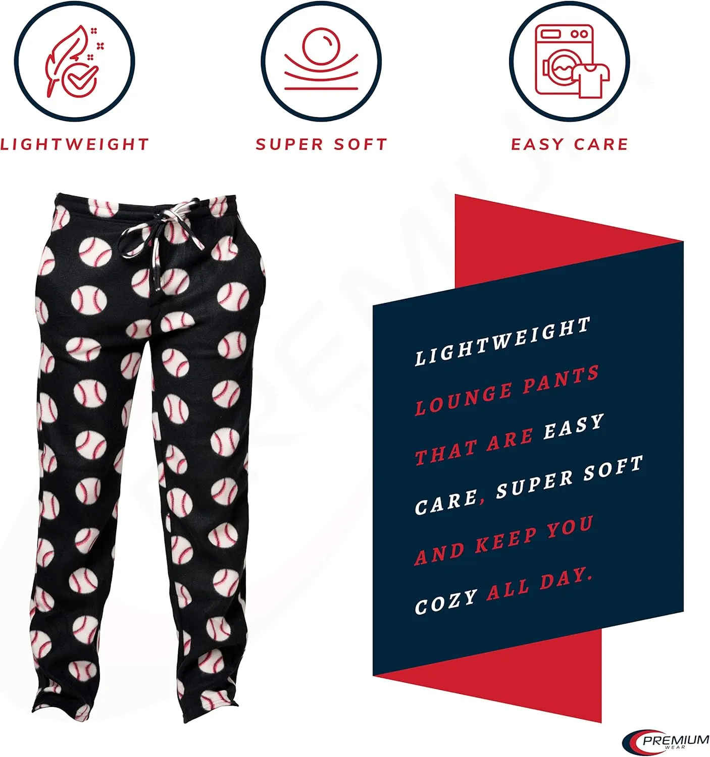 Premium Wear Men's Lounge Pants Fleece Pajamas with Pockets