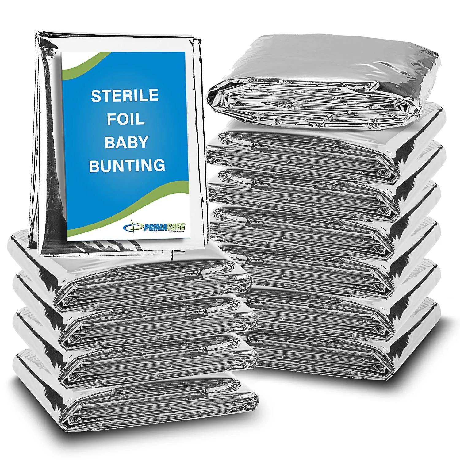Primacare CSCB-6835-CS Pack of 120 Sterile Foil Baby Bunting Blanket for Newborns and Infants, Disposable Emergency Heat Saving, 30" x 17"
