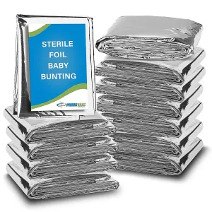 Primacare CSCB-6835-CS Pack of 120 Sterile Foil Baby Bunting Blanket for Newborns and Infants, Disposable Emergency Heat Saving, 30" x 17"